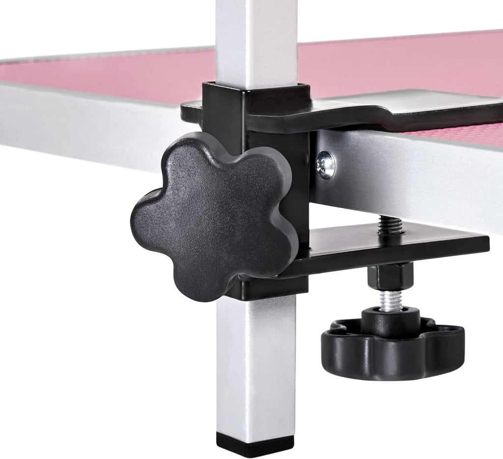 Yaheetech 46'' Pet Grooming Table for Large Dogs Adjustable Height - Portable Trimming Table Drying Table W/Arm/Noose/Mesh Tray Maximum Capacity up to 265Lb -Pink