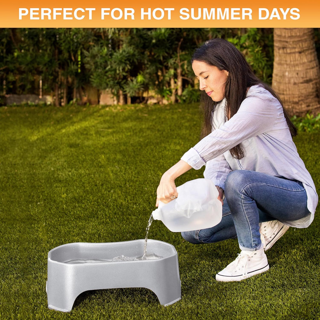 Extra Large Water Bowl for Dogs, Outdoor Dog Water Bowl (2.25 Gallon XL Capacity), Big Trough Style Food Dish for Indoors or Outside, No Spill Large Dog Bowls, Vanilla Bean