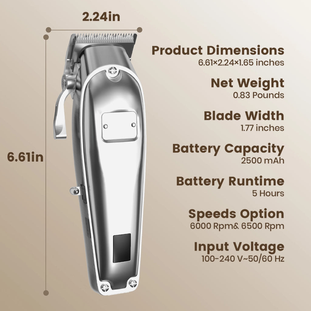 Professional Dog Grooming Clippers Kit, 2 Speed Heavy Duty Cordless Hair Shears Trimmers for Thick Heavy Coats,With Metal Blade for Dogs Cats Animals, All Metal Design Pet Clippers Electric
