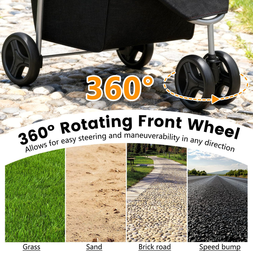 | 3-Wheel Pet Stroller | Dog and Cat Stroller | Breathable Mesh | Lightweight Travel Carrier | Waterproof & Foldable Design | Storage Basket | Black | for Daily Walks & Outdoor Use | Breathable Mesh | Lightweight, Waterproof Travel Carrier with Cup Holder & Storage Basket | for Daily Walks & Outdoor Use