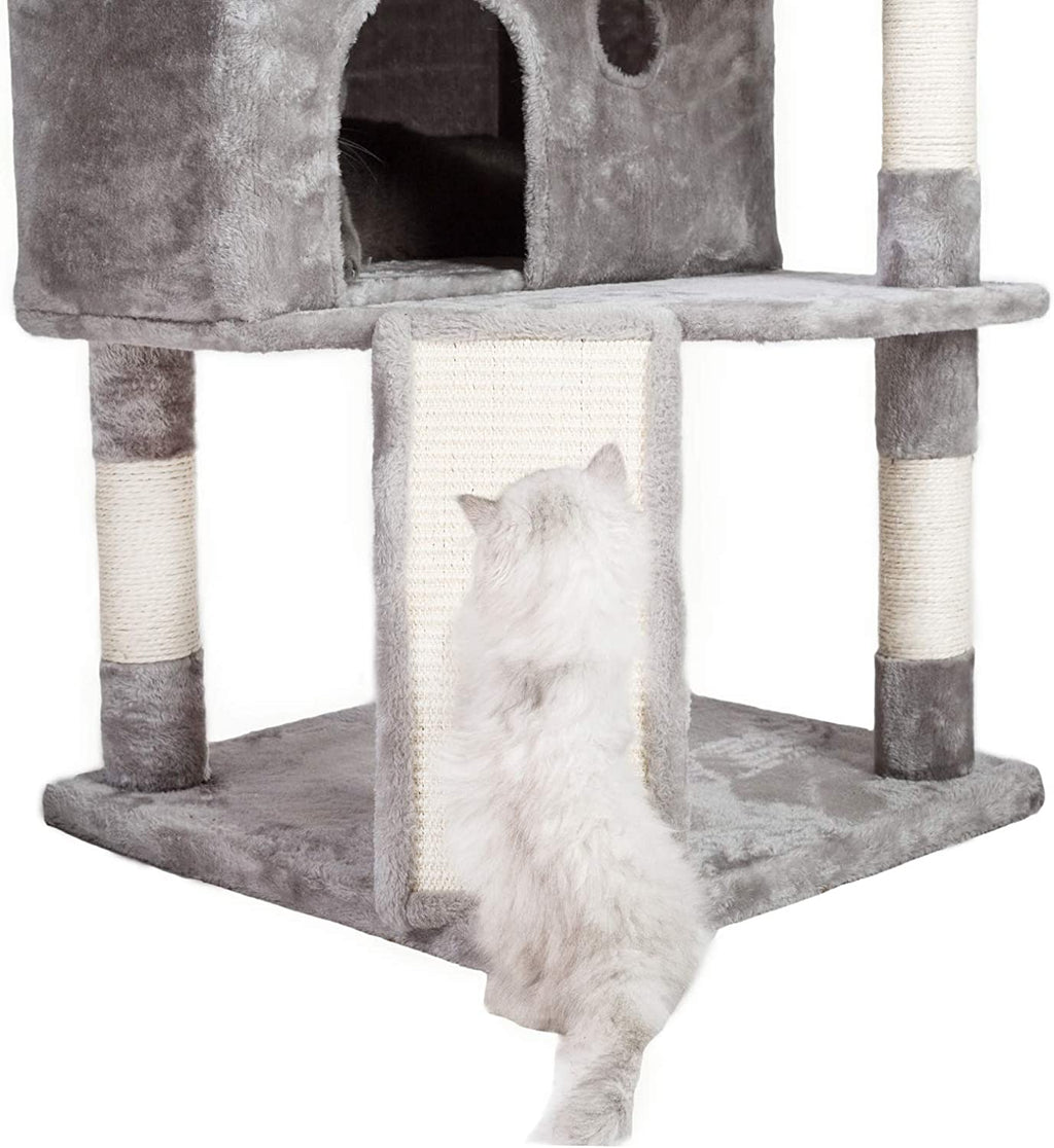 Cat Tree Tower with Multi-Level Large Condo, Platform, MPJ032W | 73.4 Inch Cat Tower with 3 Caves, 3 Cozy Perches, Scratching Posts, Board, Activity Center Stable for Indoor Cats, Light Gray
