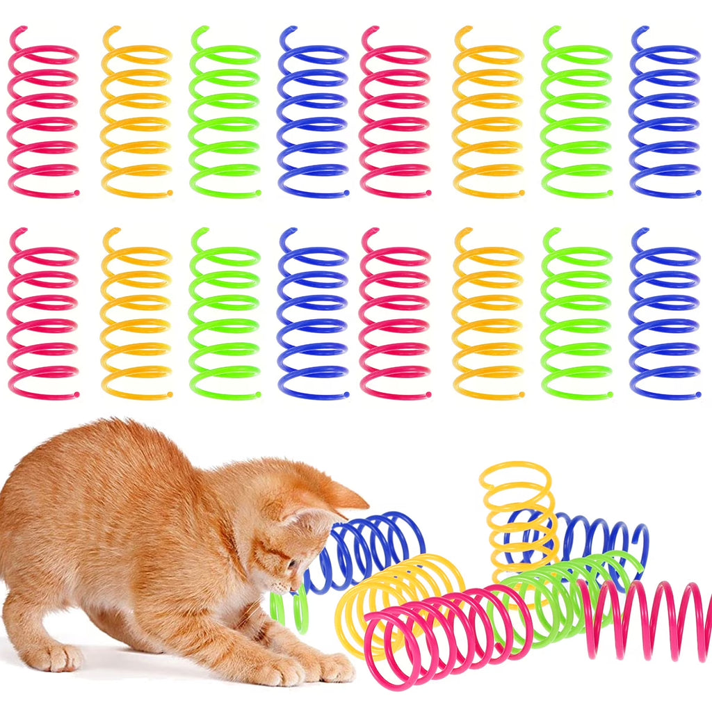 Cat Spring Toys 16Pcs Colorful Cat Coil Toy Durable Plastic Spiral Spring Cat Toy Interactive Cat Toy Creative Cat Activity Toy for Cat Bouncing and Training Fun Gift for Cat Kitten Pets