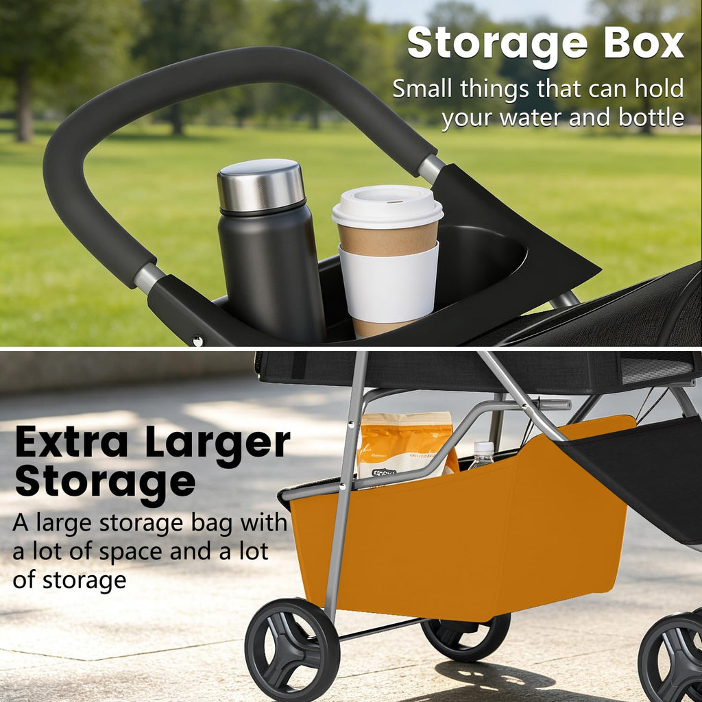 | 3-Wheel Pet Stroller | Dog and Cat Stroller | Breathable Mesh | Lightweight Travel Carrier | Waterproof & Foldable Design | Storage Basket | Black | for Daily Walks & Outdoor Use | Breathable Mesh | Lightweight, Waterproof Travel Carrier with Cup Holder & Storage Basket | for Daily Walks & Outdoor Use