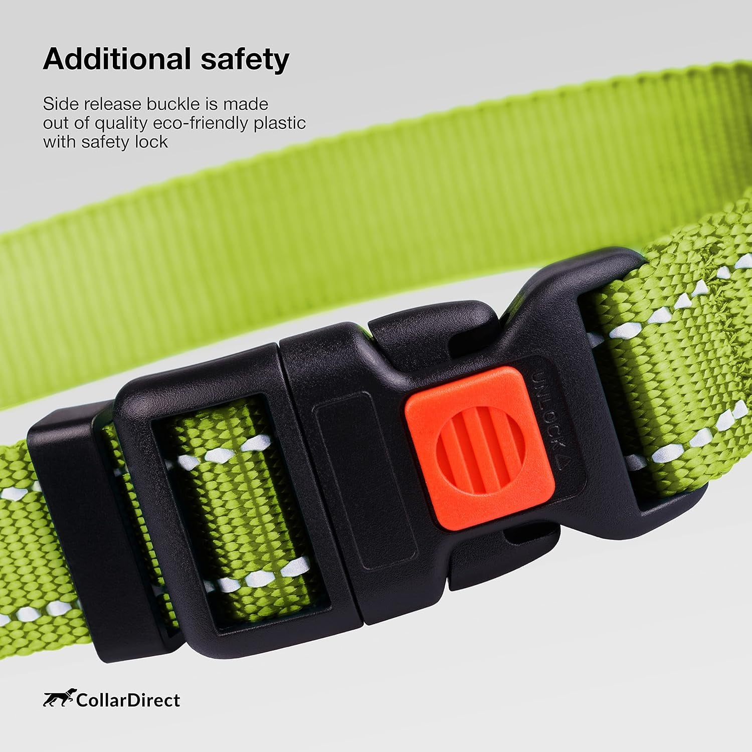 Reflective Dog Collar for a Small, Medium, Large Dog or Puppy with a Quick Release Buckle - Boy and Girl - Nylon Suitable for Swimming (7-11 Inch (New), Lime Green)