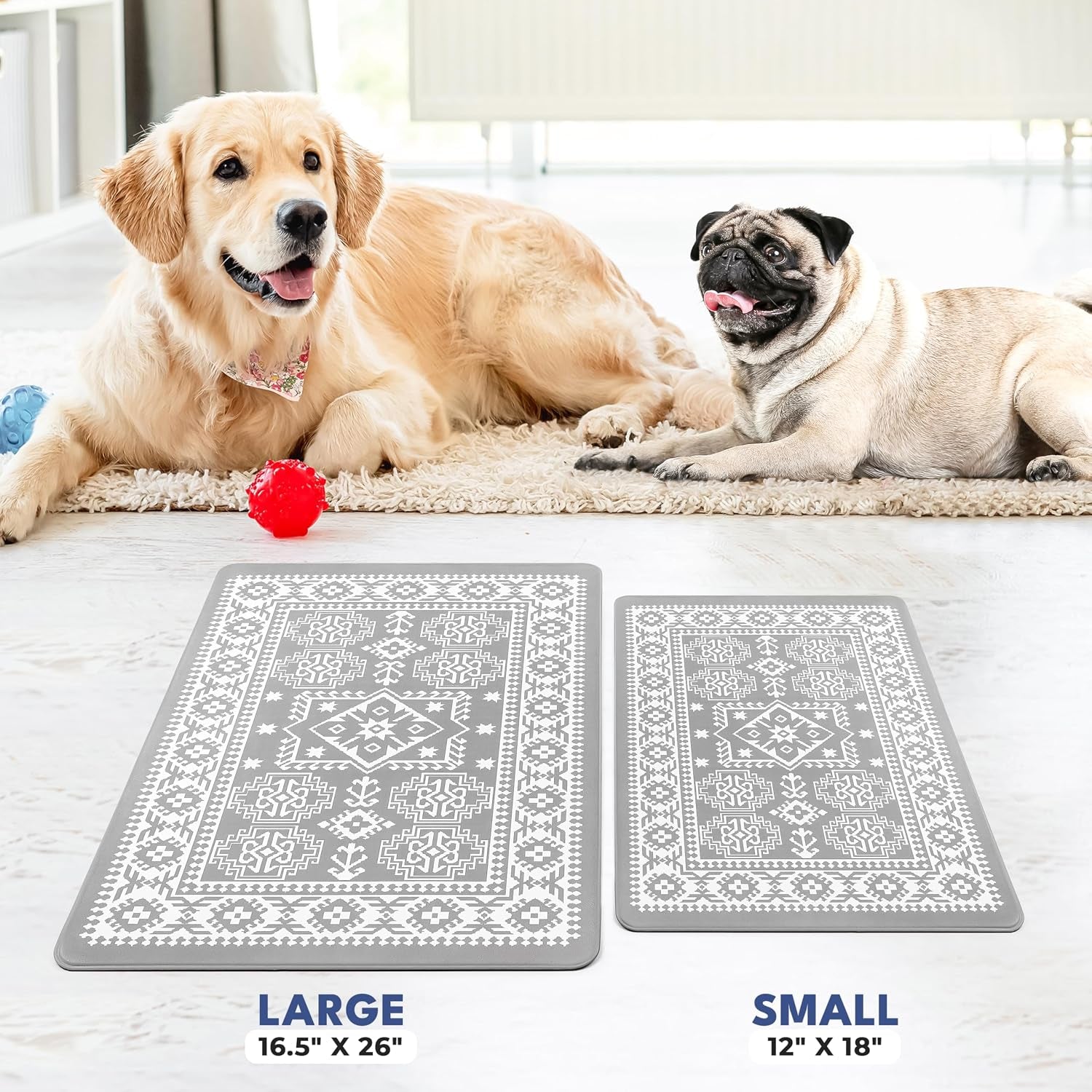Large Dog Mat for Food and Water, Cat Feeding Mat | Large Waterproof Dog Bowl Mat | Non-Slip Pet Food Mat for Floors | Pet Mats for Food and Water | Easy to Clean