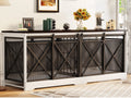 78 Inch Wooden Double Dog Crate Furniture with Divider, Indoor Kennel Table for 2 Large Dogs White