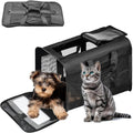 Pet Travel Carrier Soft Sided Portable Bag for Cats, Small Dogs, Kittens or Puppies, Collapsible, Durable, Airline Approved, Travel Friendly (Grey, 17.0" L X 10.0" W X 11.0" H) (Black)