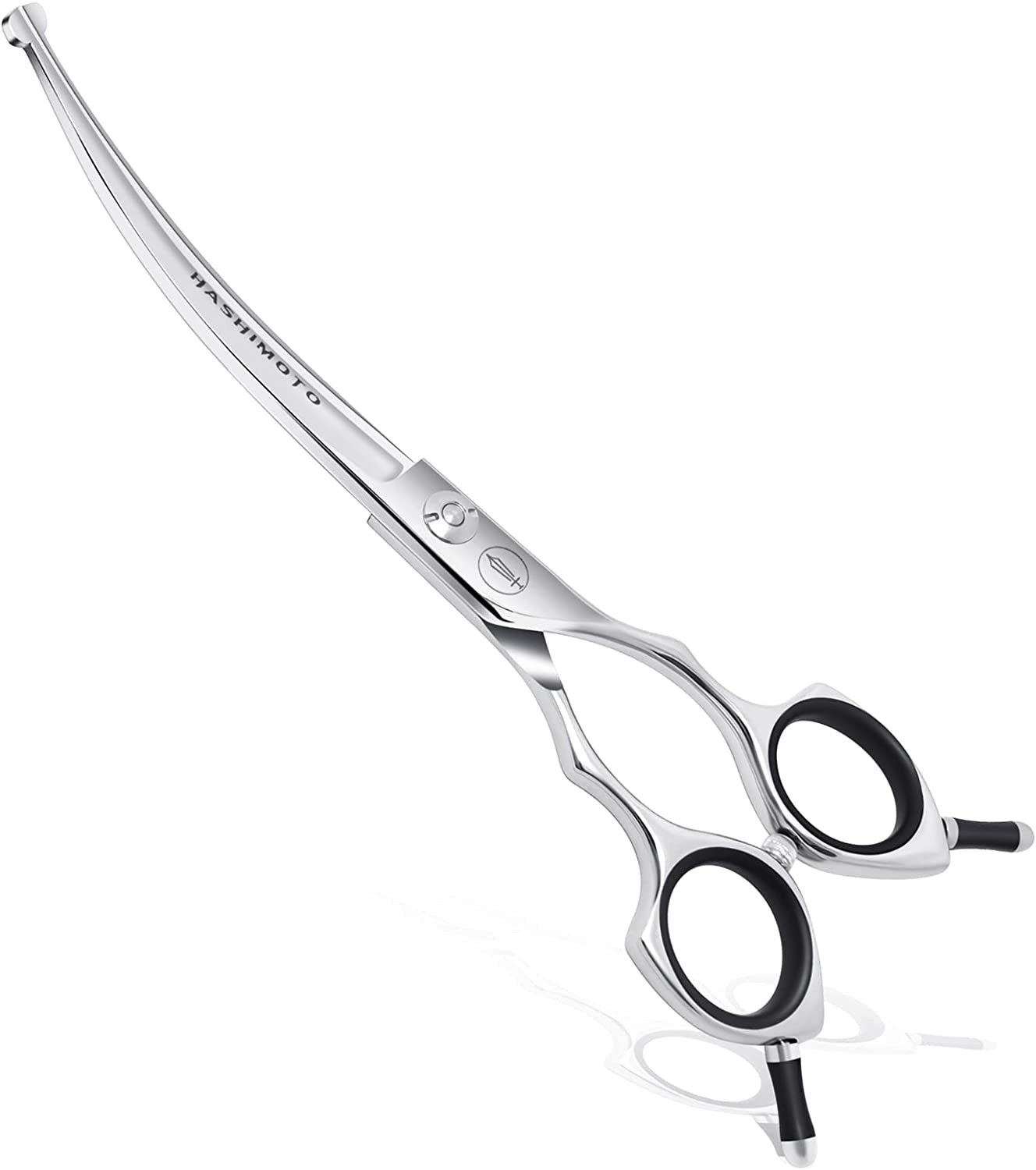 Curved Dog Grooming Scissors with Safety round Tips, 6.5 Inch. | Lightweight, No Stabbing with Blunt Tip, 440C Stainless Steel, Sharp, Friendly to Amateur.