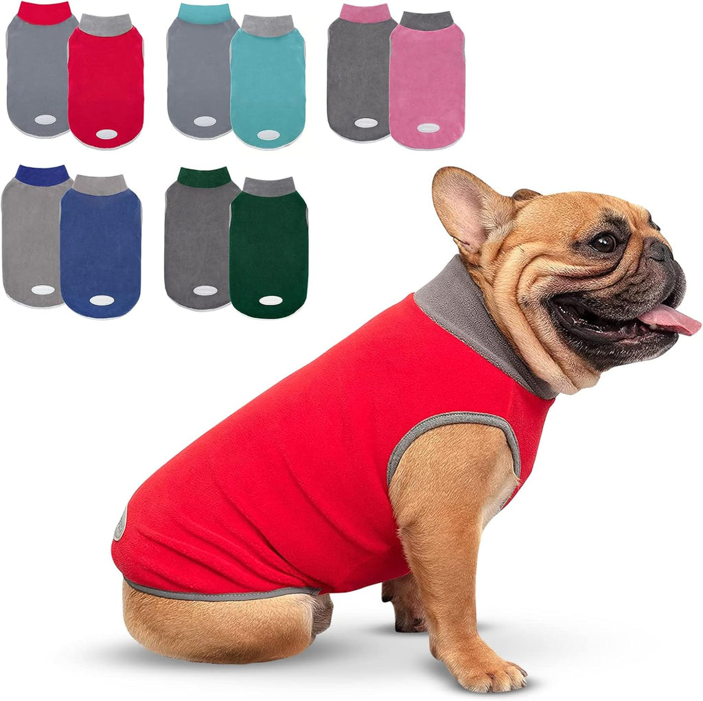 2 Pack Fleece Dog Sweater Pullover Vest with Reflective Stripe, M | 4-Way Stretch, Lightweight Soft Fleece Sweatshirt, Reflective in Low Light, Easy on & Off, Wear Alone or Layered