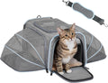 Small Double Expandable Cat Carrier for Kittens and Air Travel | 16 X 10 X 9 In; Sized for Alaska Airlines, with Locking Zippers, an Interior Safety Tether and Multi-Side Ventilation.