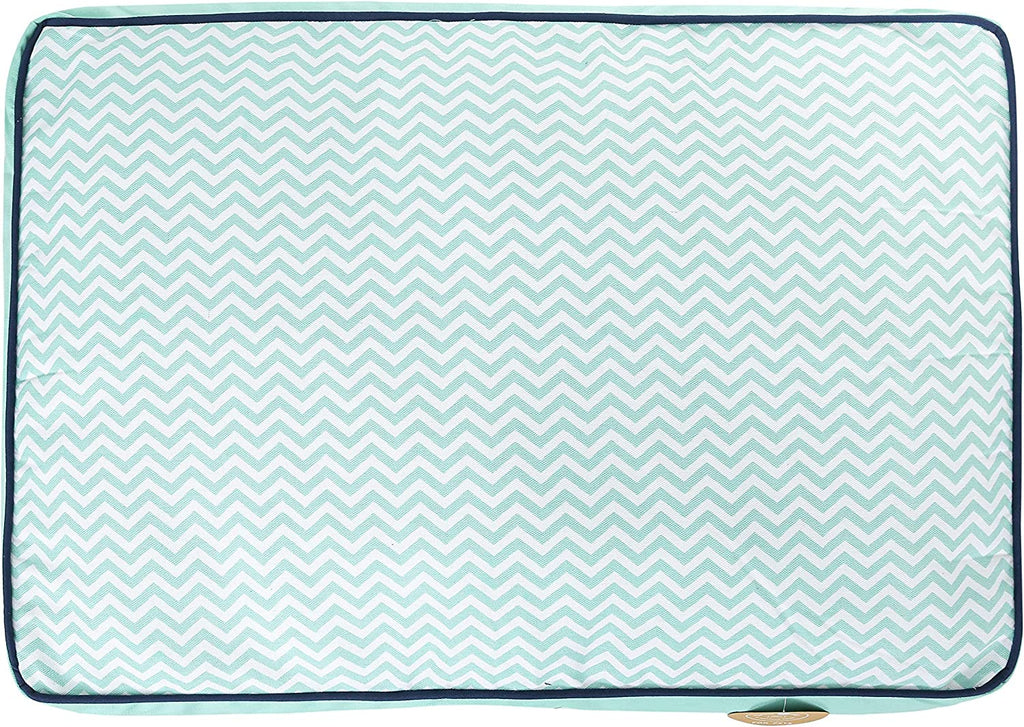 Jonathan Adler Now House for Pets Teal Chevron Cushion Dog Bed, Medium, 30.0"L X 20.0"W X 5.0"Th, Cotton/Poly Blend, Removable Cover, Machine Washable