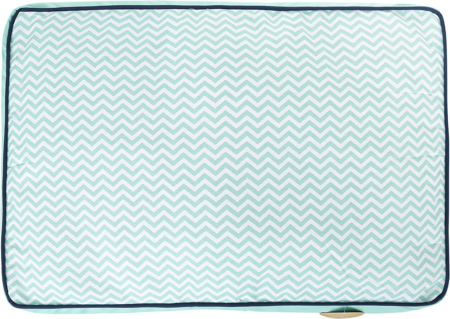 Jonathan Adler Now House for Pets Teal Chevron Cushion Dog Bed, Medium, 30.0"L X 20.0"W X 5.0"Th, Cotton/Poly Blend, Removable Cover, Machine Washable