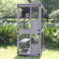 Cat House Outdoor Cat Catio Wooden Large Enclosure with Run on Wheels 70.9" Upgraded Version Catio with Reinforcement Strip,Waterproof Roof (Grey)