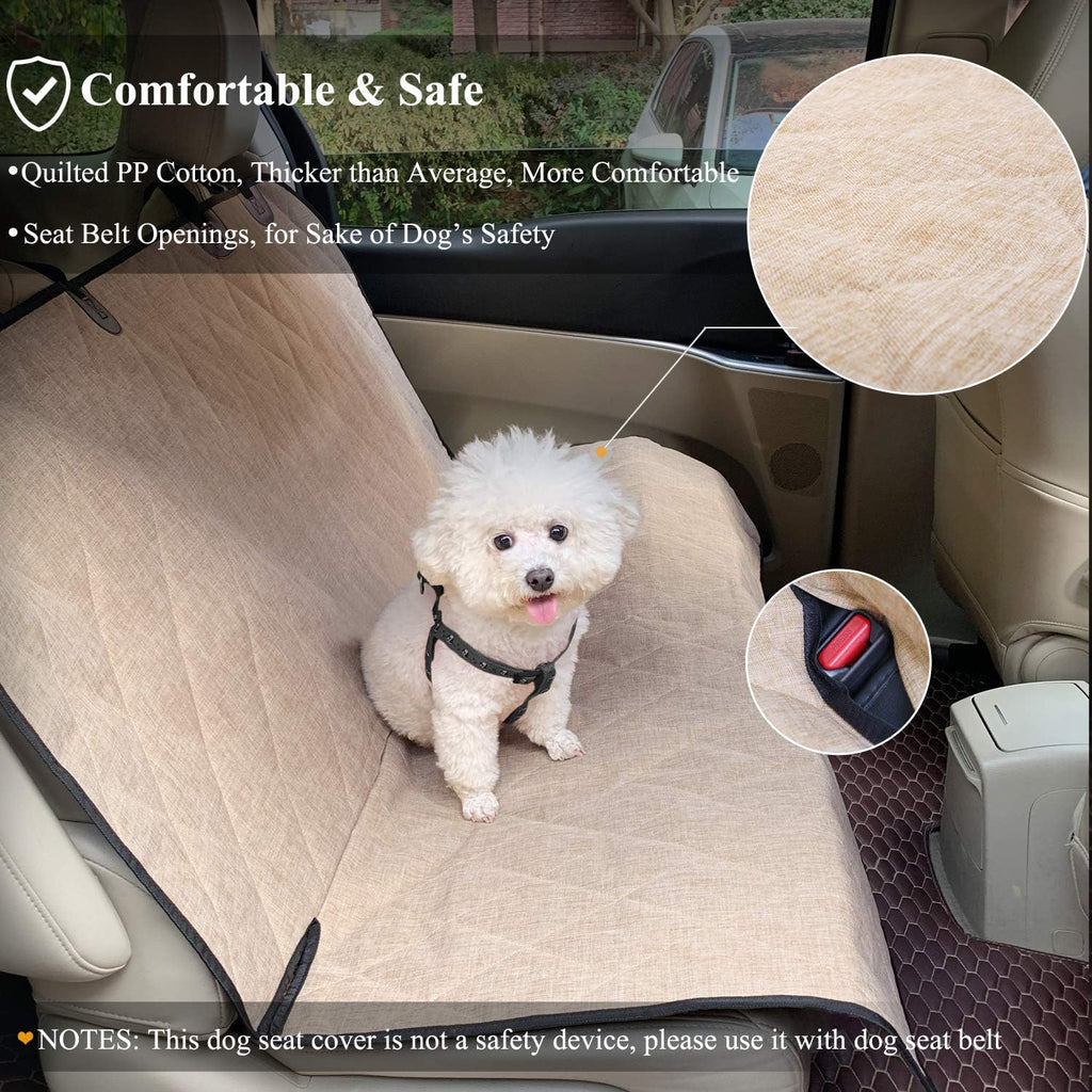 Dog Seat Covers, Dog Backseat Cover Pet Bench Protectors with Anti-Slip Backing, Back Seats Cover Rear Seat Covers Car Seat Cover for Dogs, Heather Khaki, 46" L * 52" W | Backseat Cover for Car Suv & Truck, Back Rear Backseat Bench Protector