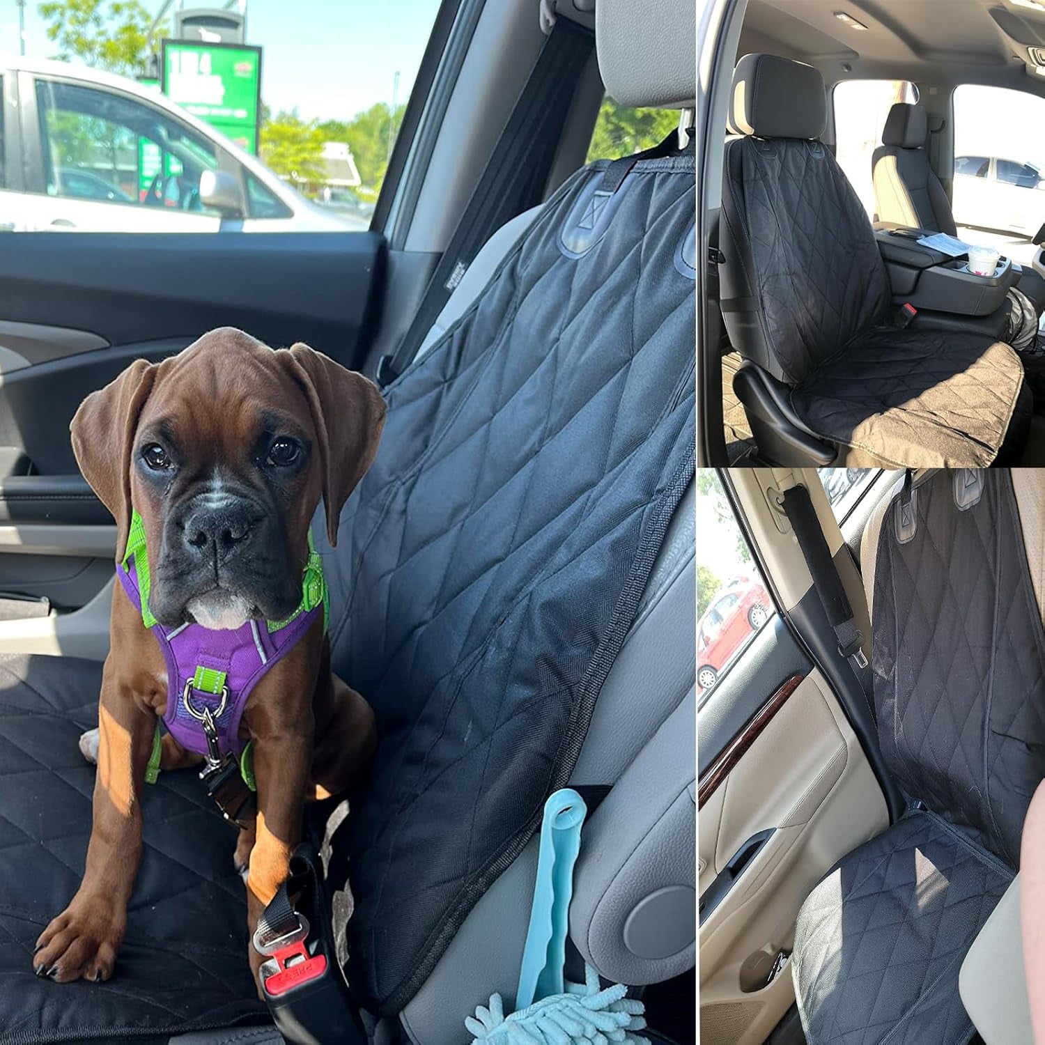 Dog Seat Cover Cars Trucks Suvs, Thick 600D Heavy Duty Pets Car Seat Cover, Waterproof & Wear-Resistant Durable Nonslip Backing & Hammock Convertible, Black, 2 Pack | Thick 600D Oxford, Heavy Duty, Waterproof & Wear-Resistant, Durable Nonslip Backing Pet Car Seat Cover