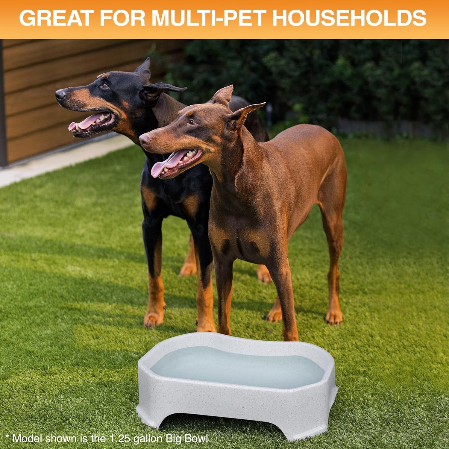 Extra Large Water Bowl for Dogs, Outdoor Dog Water Bowl (2.25 Gallon XL Capacity), Big Trough Style Food Dish for Indoors or Outside, No Spill Large Dog Bowls, Vanilla Bean