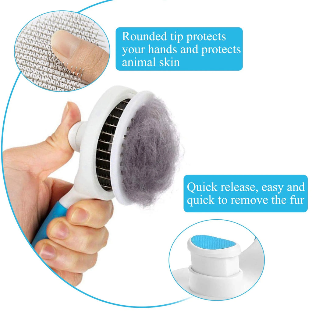 Self Cleaning Slicker Brush, Dog Cat Bunny Pet Grooming Shedding Brush - Easy to Remove Loose Undercoat, Pet Massaging Tool Suitable for Pets with Long or Short Hair