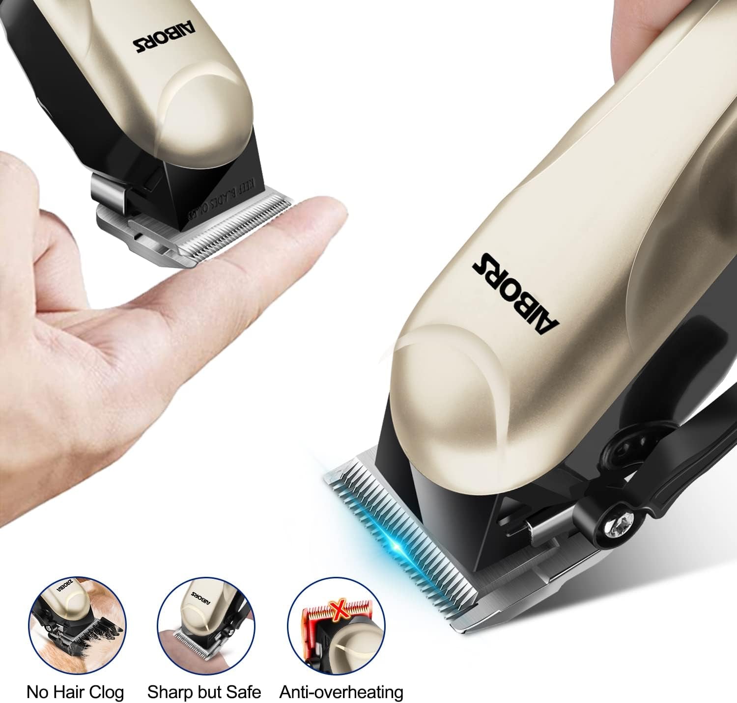 Dog Clippers for Thick Coats, Low Noise Cordless Professional Heavy Duty Grooming Kit, Pet Hair Clippers, Shaver for Small Large Dogs Cats