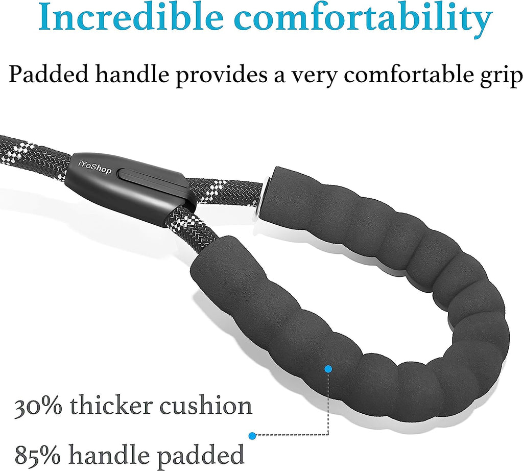 Double Dog Leash, 360° Swivel, No Tangle, Large, 25-150 Lbs, Black | Dual Leash for Two Dogs, Split Leash, Shock-Absorbing Bungee, Padded Handle, Heavy-Duty Rope