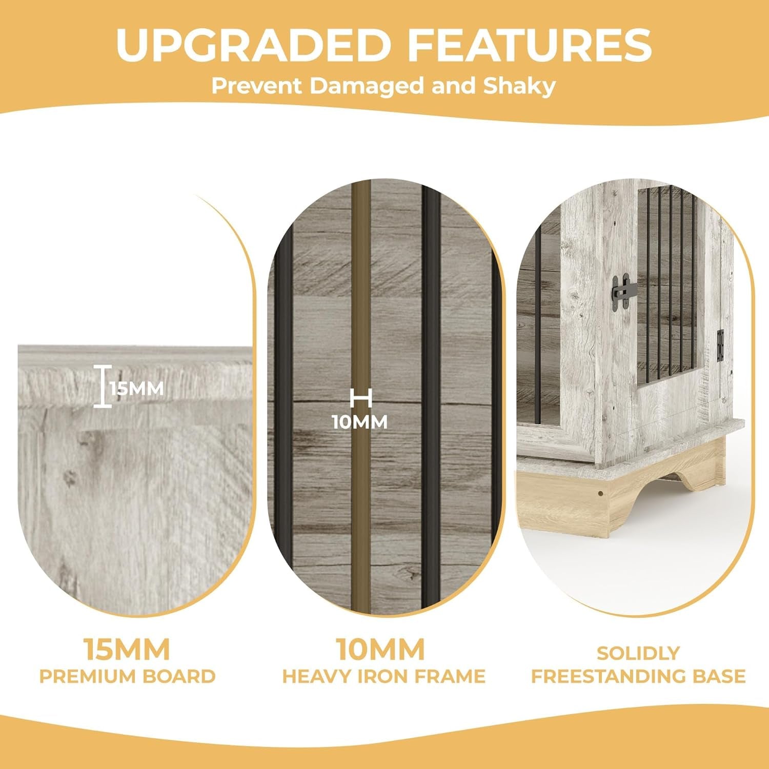 Dog Crate Furniture 2 Dogs, 47" Double Dog Kennel with Removable Divider | Double Dog Crate 2 Drawers, Decorative TV Stand Side Table, Indoor Pet Cage for Large/Medium/Small Dogs New Grey