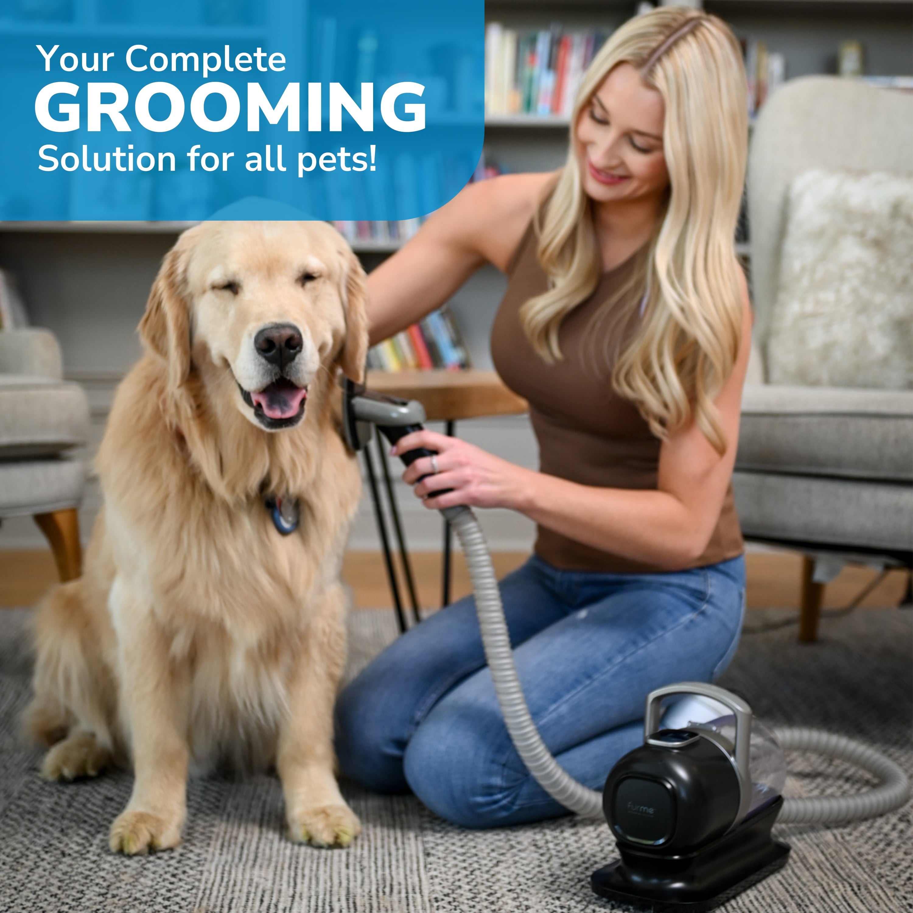 Furme Original Pet Grooming Vacuum Kit, 5 Pet Grooming Tools, Works for All Dogs, Cats, and Pet Fur
