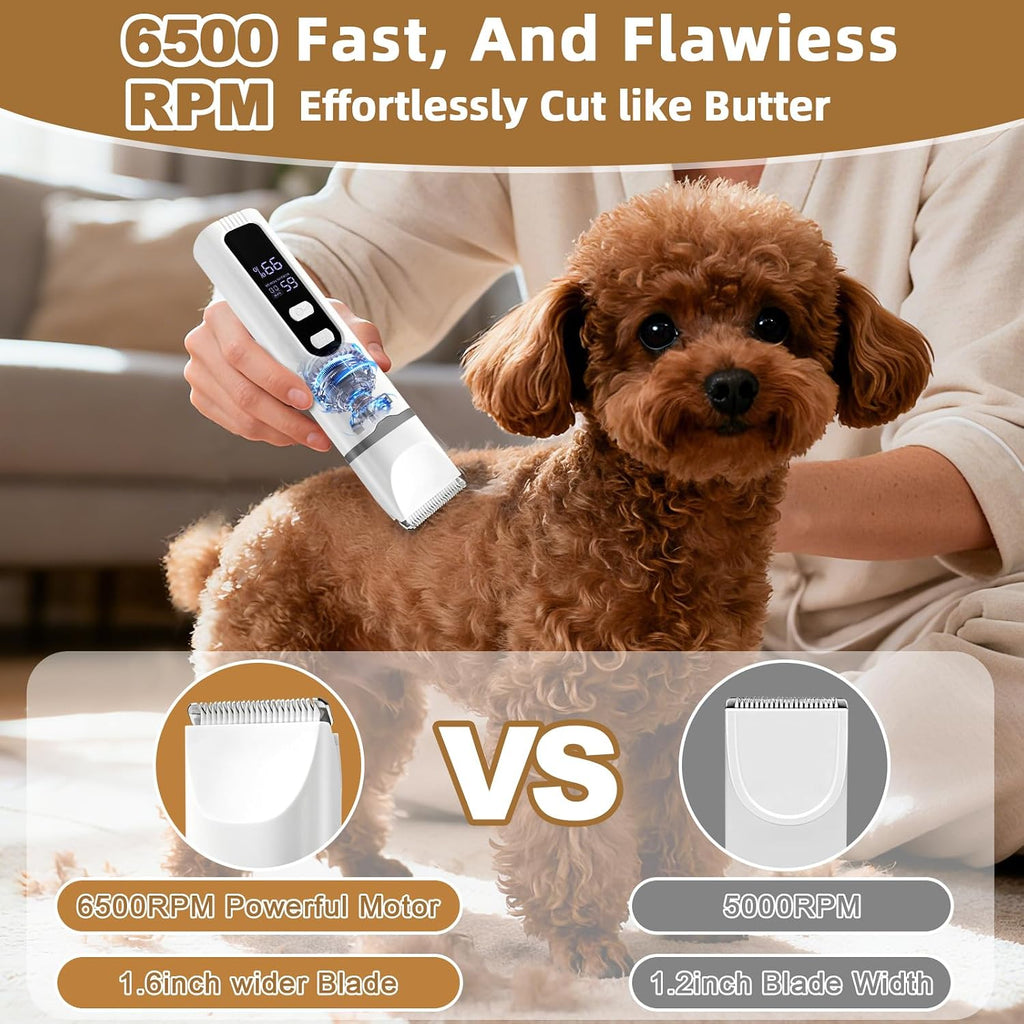 4 in 1 Dog Clippers Grooming Kit with LED Display, Cordless Dog Quiet Hair Trimmer for Paw Nail Grinder, Rechargeable 2-Speed Cat Clippers Face Shaver for Paw Nail Body Ear