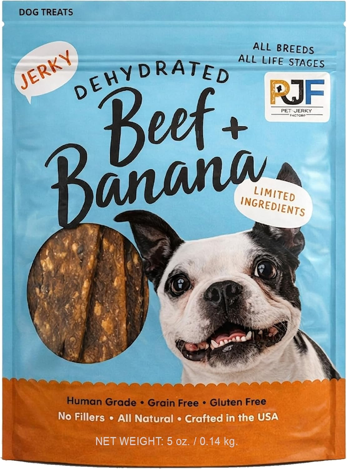 Beef & Banana 5 Oz. Dog Jerky Treat | Human Grade | High Protein