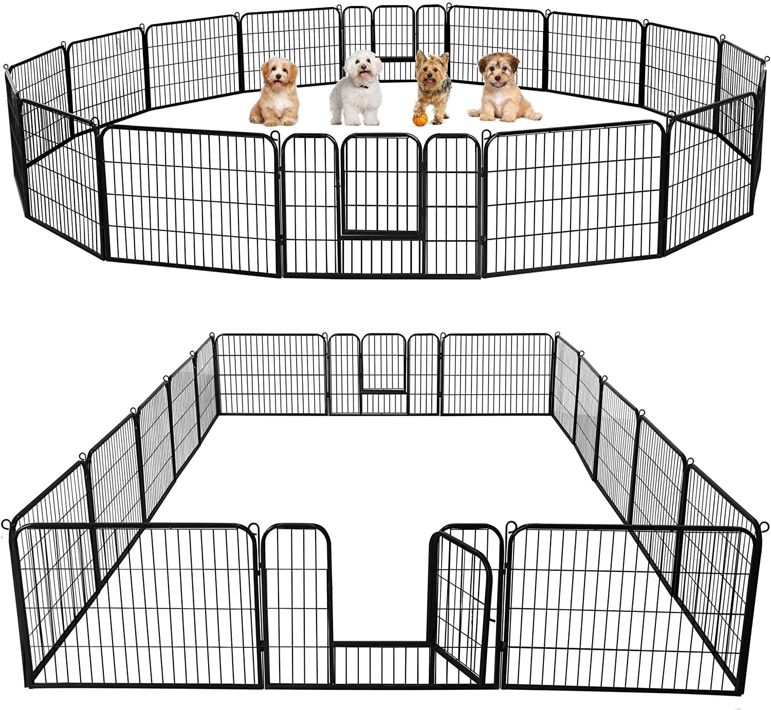 Yaheetech Dog Playpen 24In 16 Panels Pet Fence for Indoor Yard RV Camping | Easy Setup, Heavy Duty Rustproof Frame with Secure Latch Door, DIY Layouts,Foldable Storage, for Puppies & Small Dogs