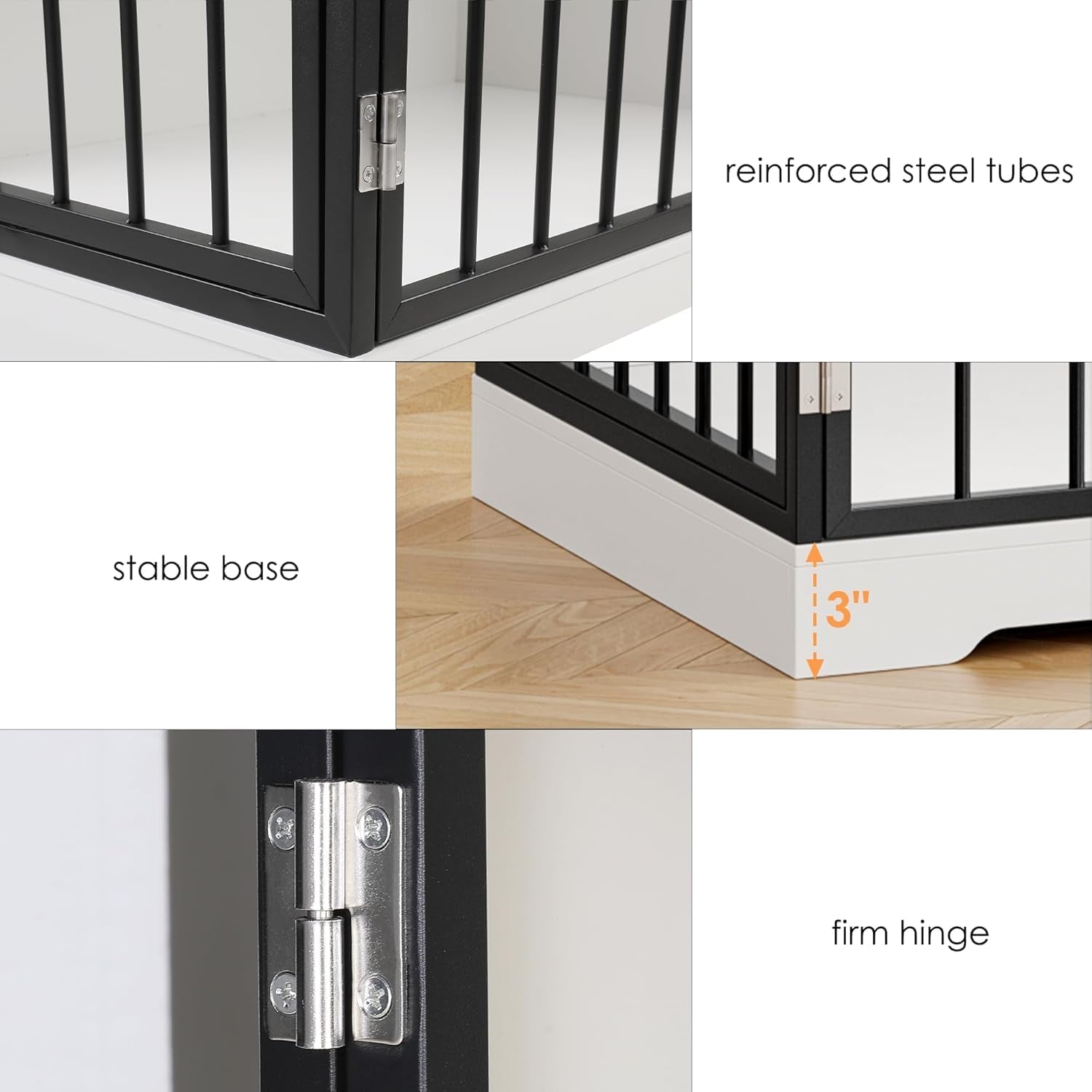 Wooden Dog Crate Furniture, Indoor Pet House with Double Doors & 2 Drawers, Modern Farmhouse Side End Table with Storage Cabinet, for Small to Big Dogs, White