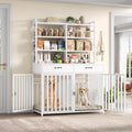 71''H X 47.2''W Large Dog Crate Furniture with 4-Tier Shelves and 2 Storage Drawers, Heavy Duty Dog Cage Furniture with 2 Doors, Wood & Metal Dog Kennel Indoor for Small/Medium/Large Dog, White