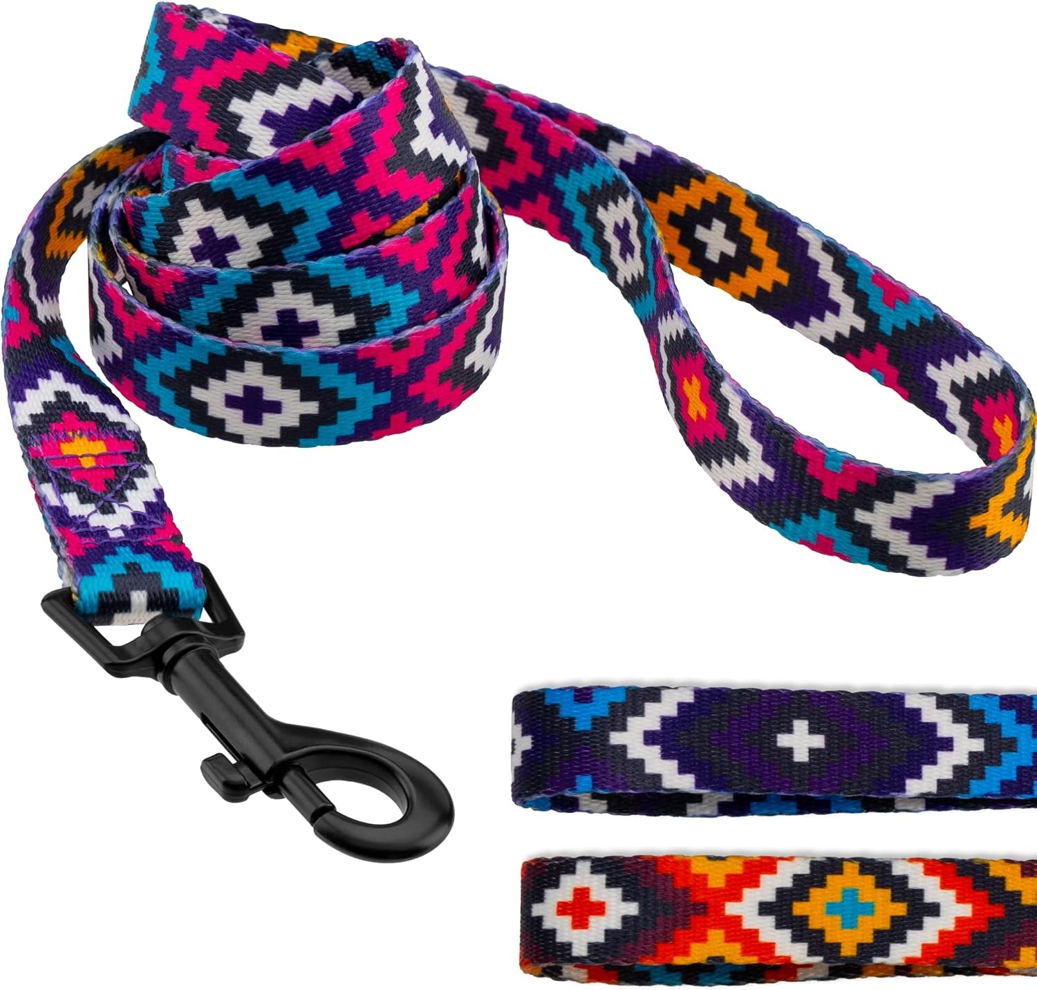 Dog Leash Durable Pet Leash for Walking Training Running for Small, Medium and Large (Ethnic Pattern, Purple, L)