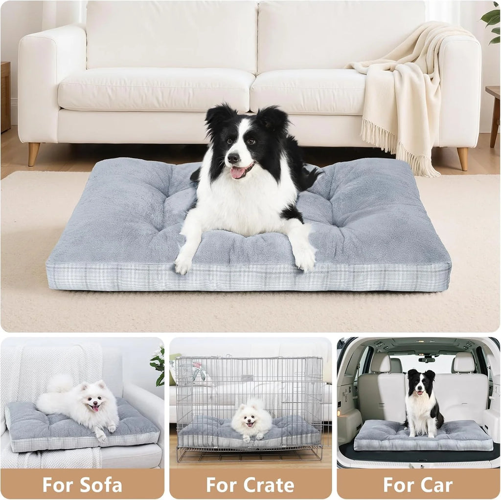 Washable L Dog Bed for Large Dogs with Anti-Slip Bottom, Premium Foam Pet Pad for Crate for Large Medium Small Sized Puppies(Grey)