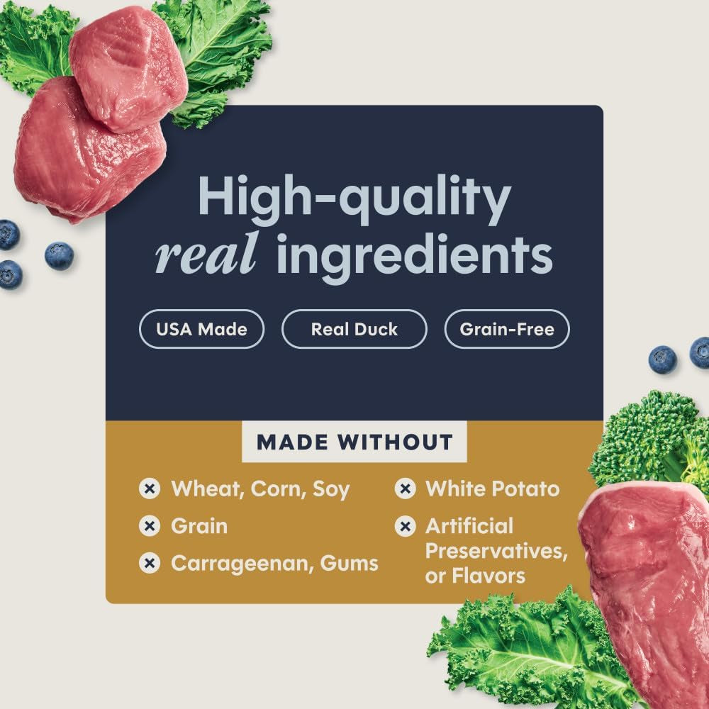 Pate Entrees, Wet Canned Cat Food, Real Duck, 5.5 Oz (12 Count) | Rich & Creamy Pate Texture, High Protein, Real Duck, Whole-Food Ingredients, Grain-Free, Hydration Support