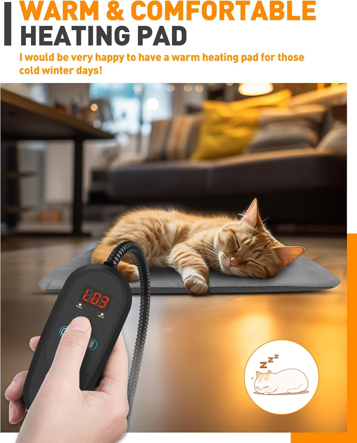 Pet Heating Pad Temperature Adjustment Anti-Bite Puppy with Timer Cat Dog Heating Pad Indoor Waterproof Pet Warming Electric Heated Bed Mat Dog
