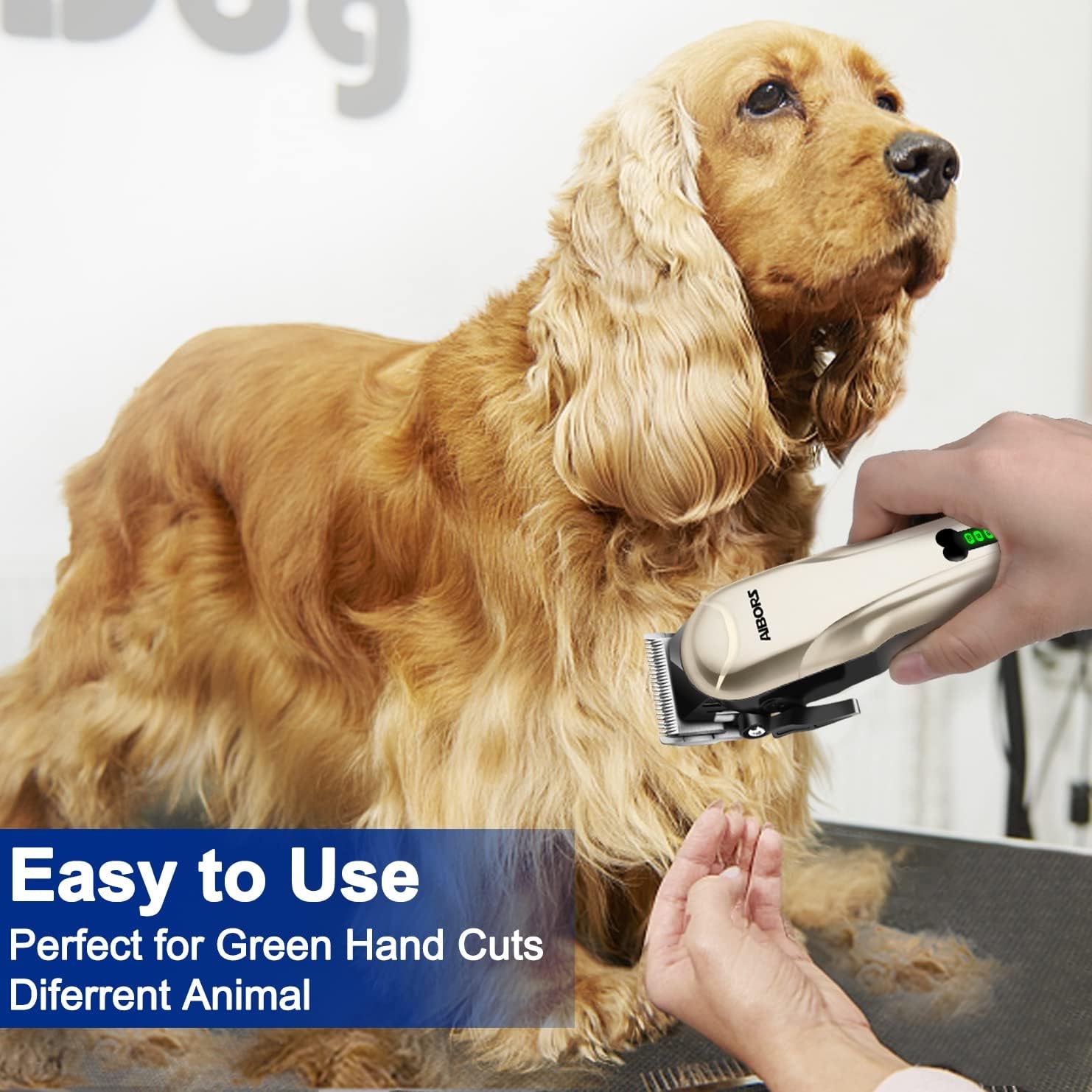 Dog Clippers for Thick Coats, Low Noise Cordless Professional Heavy Duty Grooming Kit, Pet Hair Clippers, Shaver for Small Large Dogs Cats