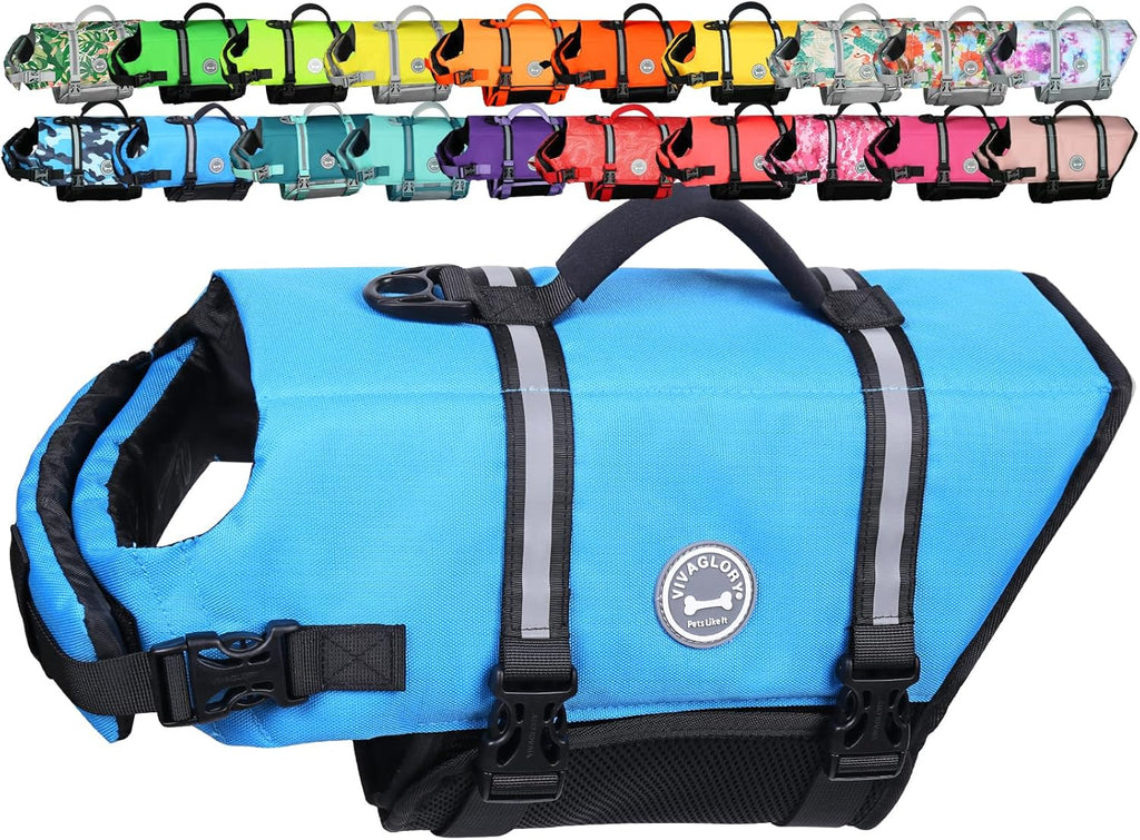 Dog Life Vest Rip Stop Dog Swim Vest, S, Blue | High Visibility Ripstop for Puppy Cat Doggy, Life Jacket with Handle & Leash Ring for Boating & Swimming