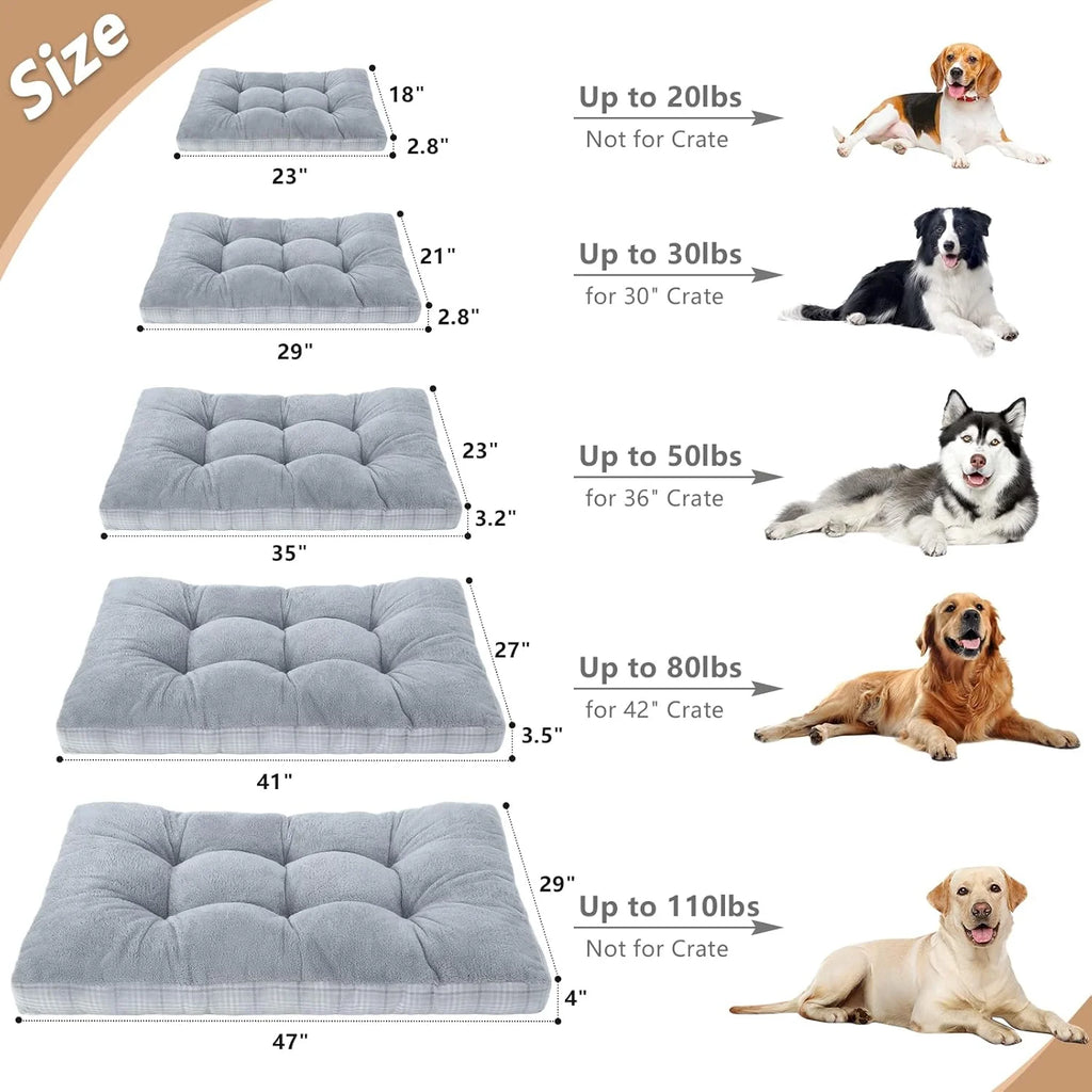 Washable L Dog Bed for Large Dogs with Anti-Slip Bottom, Premium Foam Pet Pad for Crate for Large Medium Small Sized Puppies(Grey)