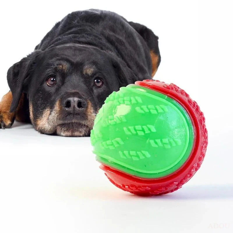 Dog Chew Ball Toy Drinding Teeth Bite-Resistant Silicone Ball Puppy Toy Squeaky Teeth Cleaning Training Dog Toy Supplies