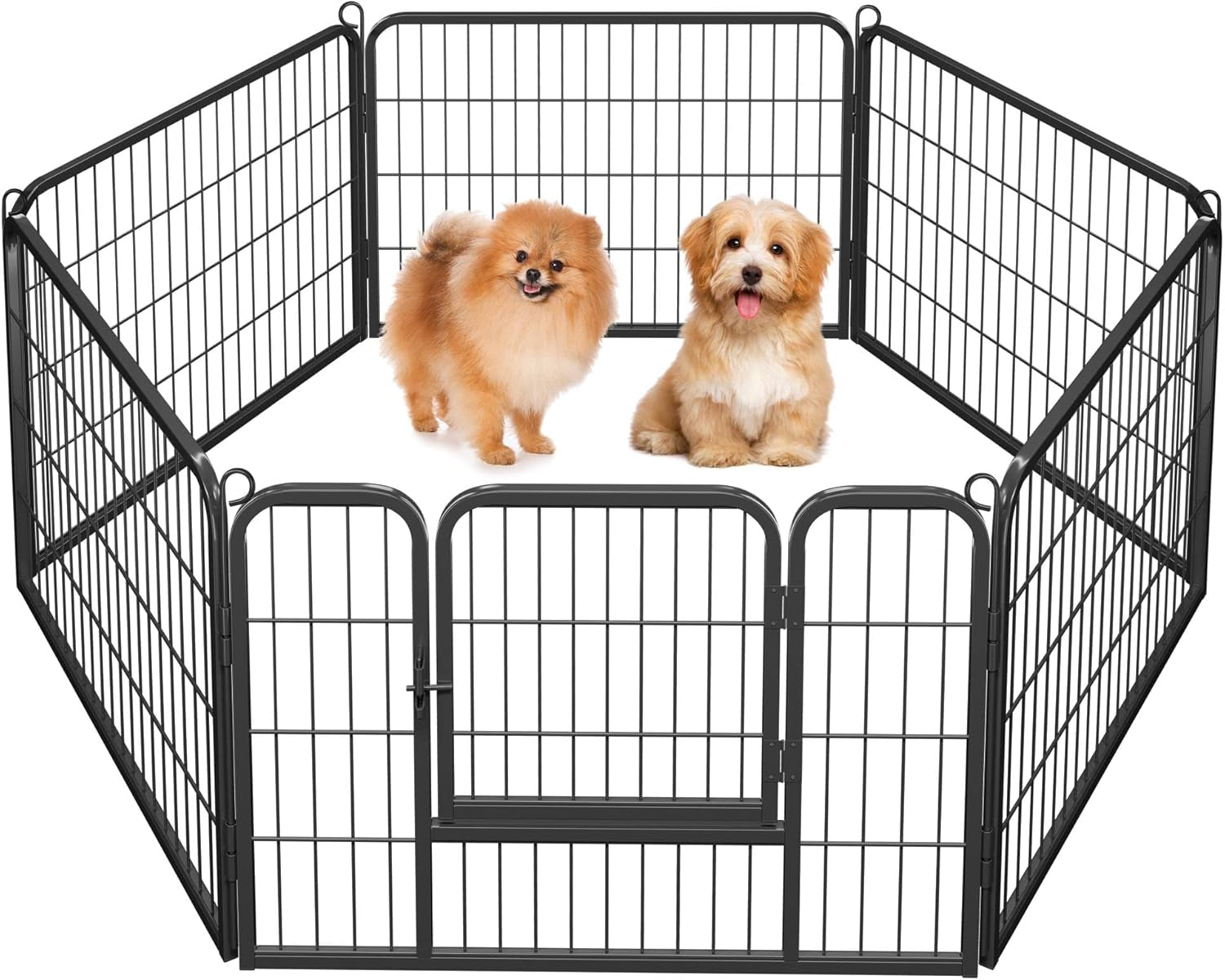 Yaheetech 24" H 6-Panel Extra Wide Dog Playpen W/Door for Indoor Outdoor | Heavy Duty Metal Frame, Secure Latch Gate, Tool-Free Assembly, Portable for Yard RV Camping, Ideal for Small & Medium Pets