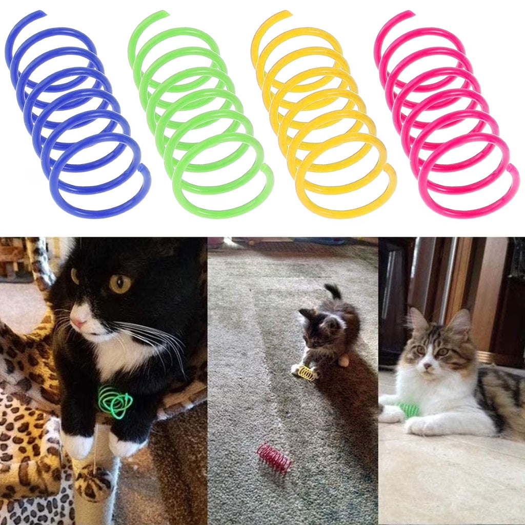 Cat Spring Toys 16Pcs Colorful Cat Coil Toy Durable Plastic Spiral Spring Cat Toy Interactive Cat Toy Creative Cat Activity Toy for Cat Bouncing and Training Fun Gift for Cat Kitten Pets