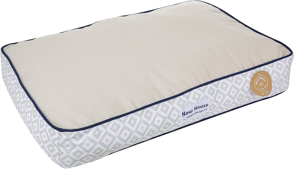 Now House by Jonathan Adler Grey Diamond Cushion Dog Bed, Medium Washable for Pets