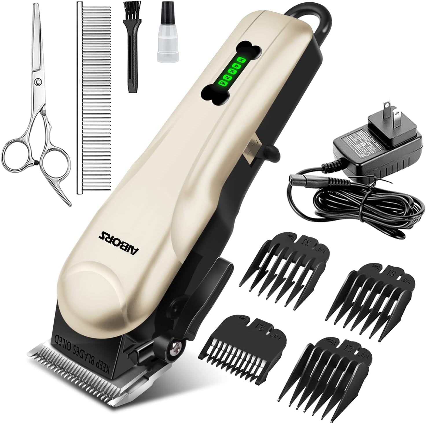 Dog Clippers for Thick Coats, Low Noise Cordless Professional Heavy Duty Grooming Kit, Pet Hair Clippers, Shaver for Small Large Dogs Cats
