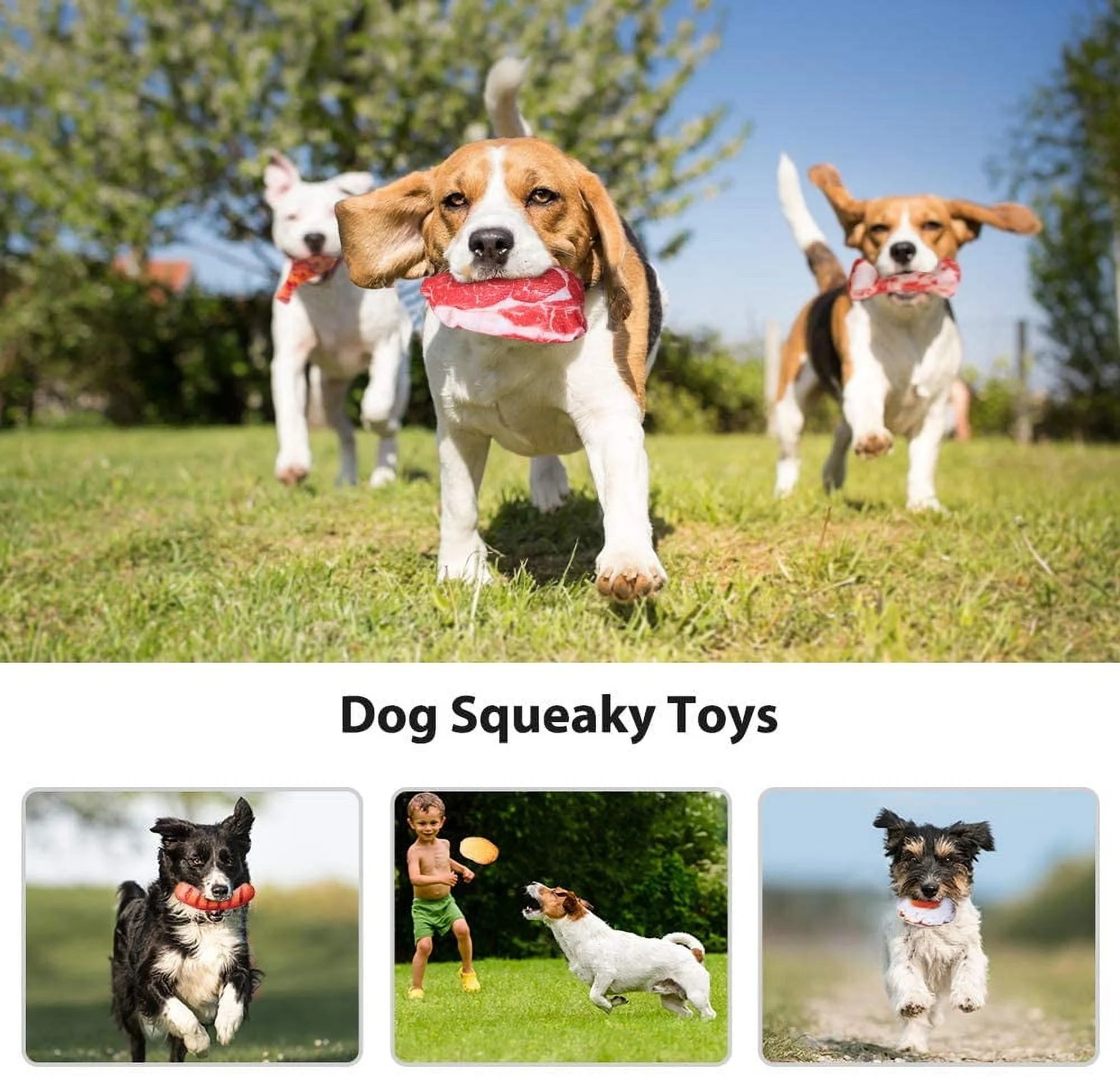 12 Pack Dog Squeaky Toys, Plush Dog Toy Pack, Stuffed Puppy Chew Toys 12 Dog Toys Bulk with Squeakers, Soft Food Shape Pet Toy for Small Medium Dogs