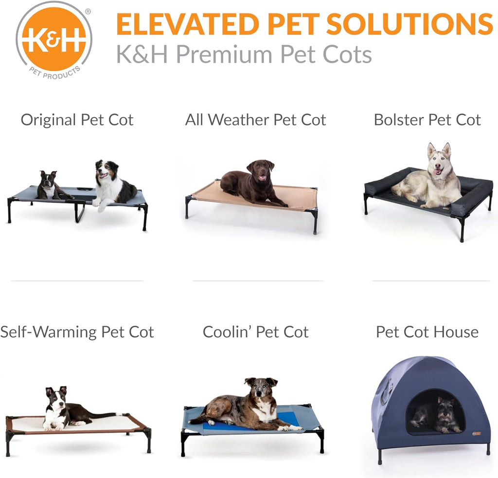 K&H Outdoor Elevated Dog Bed - Cooling Raised Dog Bed for Medium & Large Pets, Breathable Mesh Center Hammock Design, Indoor/Outdoor Washable Cover, Portable Metal Frame, Chocolate, Large 42X30In